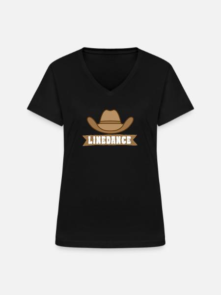Linedance - Frauen-T-Shirt mit V-Ausschnitt - Schwarz