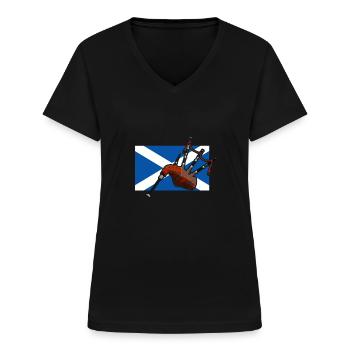 Schottland Dudelsack Kilt Geschenk - Frauen-T-Shirt mit V-Ausschnitt - Schwarz - Vorne - Lela (165cm)