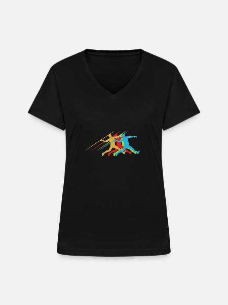 Leichtathletik Speerwerfen - Frauen-T-Shirt mit V-Ausschnitt - Schwarz
