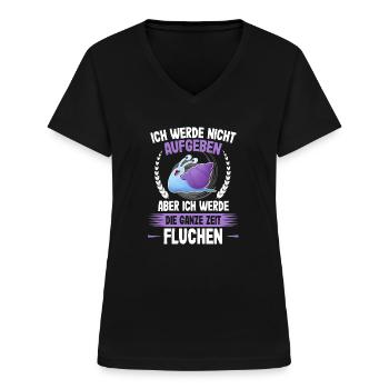 Nicht aufgeben nur die ganze Zeit Fluchen - Läufer - Frauen-T-Shirt mit V-Ausschnitt - Schwarz - Vorne - Lela (165cm)