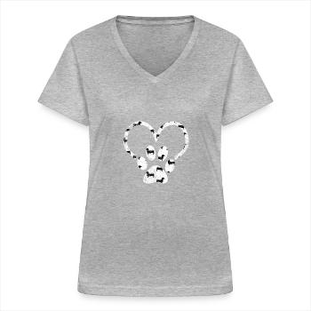 Dackel Fußabdruck - Frauen-T-Shirt mit V-Ausschnitt - Grau meliert - Vorne - Lela (165cm)