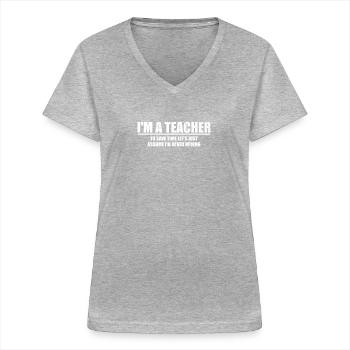 Teacher - Women's V-neck T-shirt - sports grey - Front - Lela (165cm)