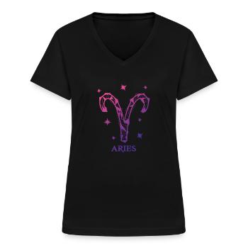 Widder Sternzeichen - Frauen-T-Shirt mit V-Ausschnitt - Schwarz - Vorne - Lela (165cm)