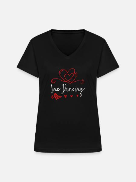 Linedance Western - Frauen-T-Shirt mit V-Ausschnitt - Schwarz