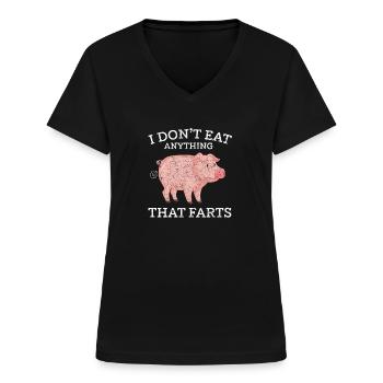 Vegetarier - Frauen-T-Shirt mit V-Ausschnitt - Schwarz - Vorne - Lela (165cm)