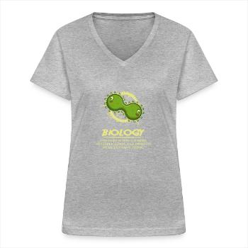 Biologie Lustig Biologe oder Wissenschaftler Gesch - Frauen-T-Shirt mit V-Ausschnitt - Grau meliert - Vorne - Lela (165cm)