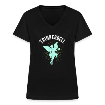 Trinkerbell Geschenk Brautshirt Trinken JGA Team F - Frauen-T-Shirt mit V-Ausschnitt - Schwarz - Vorne - Lela (165cm)