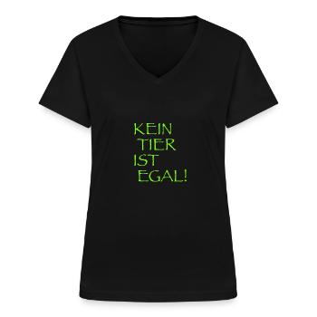 Tierschutz - Frauen-T-Shirt mit V-Ausschnitt - Schwarz - Vorne - Lela (165cm)