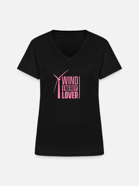 Windrad - Frauen-T-Shirt mit V-Ausschnitt - Schwarz