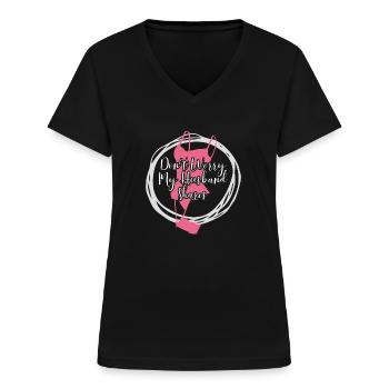 Swingers Lifestyle Don't Worry My Husband Shares - Women's V-neck T-shirt - black - Front - Lela (165cm)