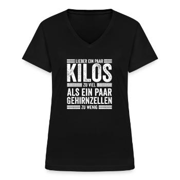 Mollig Übergewichtig Statement Lustig - Frauen-T-Shirt mit V-Ausschnitt - Schwarz - Vorne - Lela (165cm)