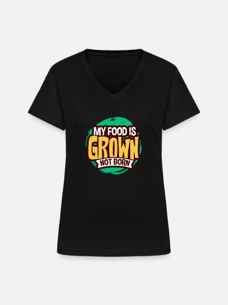 Vegan Veganer - Frauen-T-Shirt mit V-Ausschnitt - Schwarz