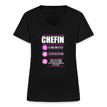 Chefin Chef Vorgesetzte Geschenk - Frauen-T-Shirt mit V-Ausschnitt - Schwarz - Vorne - Lela (165cm)