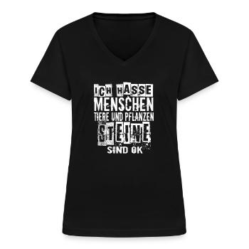 Humor Lustig Witzig Lachen - Frauen-T-Shirt mit V-Ausschnitt - Schwarz - Vorne - Lela (165cm)
