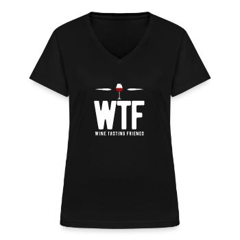 Wein - Frauen-T-Shirt mit V-Ausschnitt - Schwarz - Vorne - Lela (165cm)