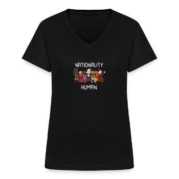 Nationalität Mensch Antirassismus Gegen Nazis - Frauen-T-Shirt mit V-Ausschnitt - Schwarz - Vorne - Lela (165cm)