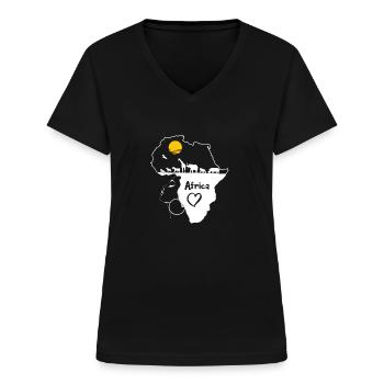 Afrique - T-shirt col V Femme - noir - Devant - Lela (165cm)