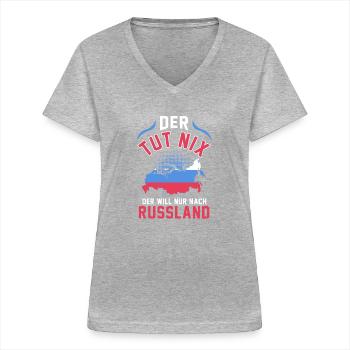 Russland Moskau Sommer Urlaub Reise Sibirien - Frauen-T-Shirt mit V-Ausschnitt - Grau meliert - Vorne - Lela (165cm)
