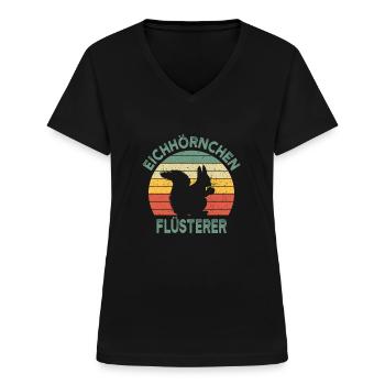 Eichhörnchen Flüsterer Vintage lustig Geschenk - Frauen-T-Shirt mit V-Ausschnitt - Schwarz - Vorne - Lela (165cm)