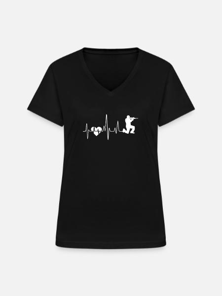 Airsoft Airsoft Herzschlag - Frauen-T-Shirt mit V-Ausschnitt - Schwarz