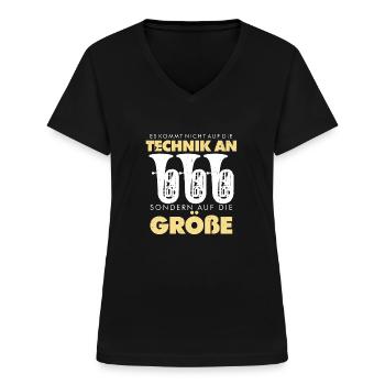 Tuba nicht auf die Technik Blasmusik Tubist Tuba - Frauen-T-Shirt mit V-Ausschnitt - Schwarz - Vorne - Lela (165cm)