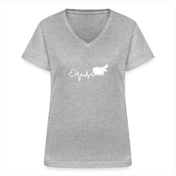 hippopotame - T-shirt col V Femme - gris chiné - Devant - Lela (165cm)