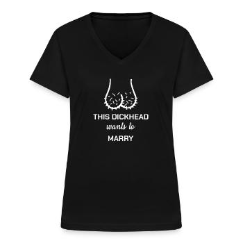 Tête de pénis JGA Groom bachelorette party - T-shirt col V Femme - noir - Devant - Lela (165cm)