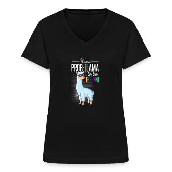 Lama Alpaca Alpaka lustig Geschenk Alpaka Spruch - Frauen-T-Shirt mit V-Ausschnitt - Schwarz - Vorne - Lela (165cm)