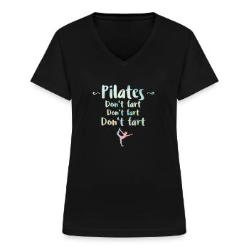 Pilates - Frauen-T-Shirt mit V-Ausschnitt - Schwarz - Vorne - Lela (165cm)