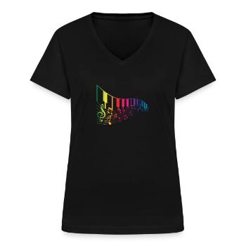 Piano melody - Women's V-neck T-shirt - black - Front - Lela (165cm)