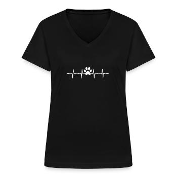 Hundeliebhaber - Frauen-T-Shirt mit V-Ausschnitt - Schwarz - Vorne - Lela (165cm)