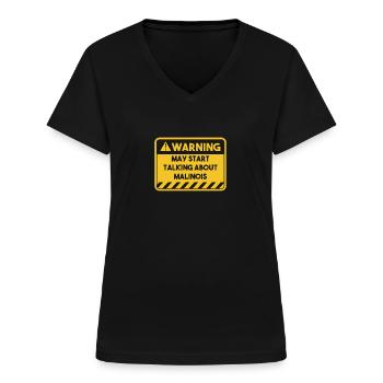 May Commencer à parler de Malinois - T-shirt col V Femme - noir - Devant - Lela (165cm)