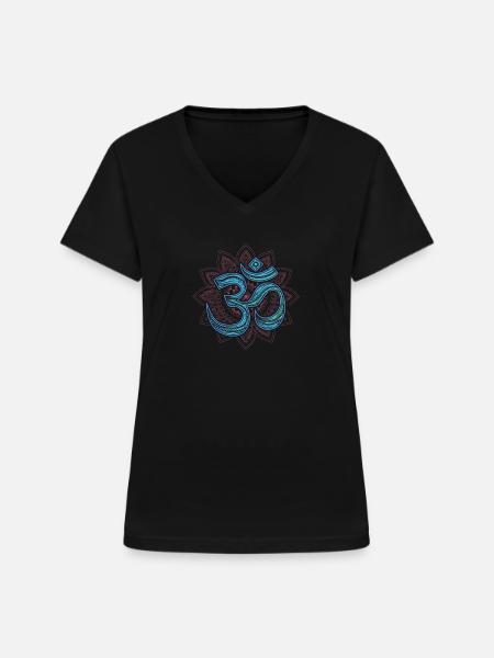 om namaste - Frauen-T-Shirt mit V-Ausschnitt - Schwarz