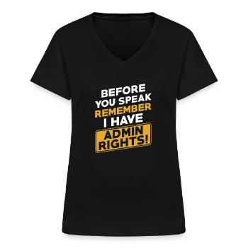 Administrator Informatiker Programmierer Admin - Frauen-T-Shirt mit V-Ausschnitt - Schwarz - Vorne - Lela (165cm)