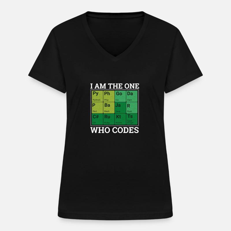 « Period Table Programming » | Programmeurs - T-shirt col V Femme - noir