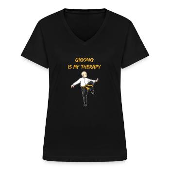 Qigong as therapy Lusitger Qi-Gong saying - Women's V-neck T-shirt - black - Front - Lela (165cm)