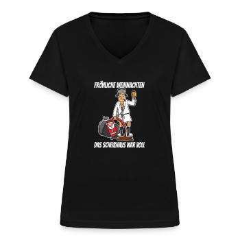 Schöne Bescherung - Frohe Weihnachten - Frauen-T-Shirt mit V-Ausschnitt - Schwarz - Vorne - Lela (165cm)