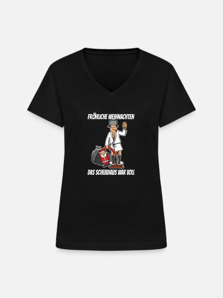 Schöne Bescherung - Frohe Weihnachten - Frauen-T-Shirt mit V-Ausschnitt - Schwarz