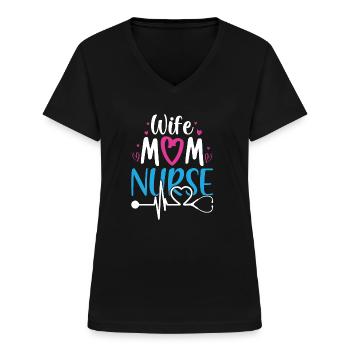 Nurse - Frauen-T-Shirt mit V-Ausschnitt - Schwarz - Vorne - Lela (165cm)