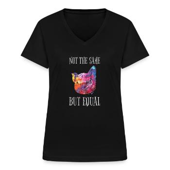 Vegan Tierschutz Not The Same But Equal Veganer - Frauen-T-Shirt mit V-Ausschnitt - Schwarz - Vorne - Lela (165cm)