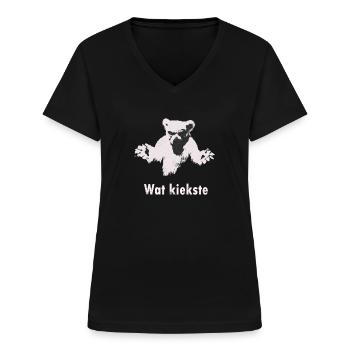 Berliner Bär Eisbär Wat KieksteBerlin Hauptstadt - Frauen-T-Shirt mit V-Ausschnitt - Schwarz - Vorne - Lela (165cm)