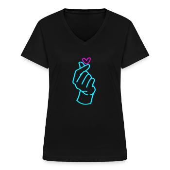 K-Pop Korea-Popmusik Kdrama Kpop Korea Koreanisch - Frauen-T-Shirt mit V-Ausschnitt - Schwarz - Vorne - Lela (165cm)