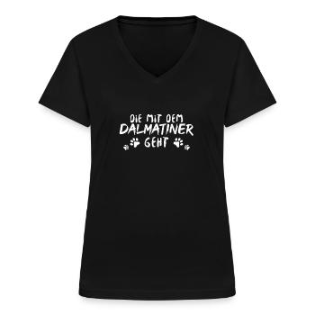 Dalmatiner - Frauen-T-Shirt mit V-Ausschnitt - Schwarz - Vorne - Lela (165cm)