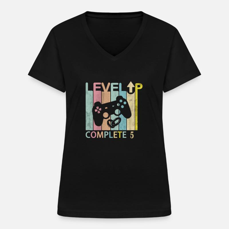 Level Up Complete 5 Player Anniversary Wedding - Women's V-neck T-shirt - black