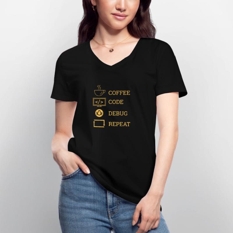 "Coffee Code Debug Repeat" | Programmer Women's V-neck T-shirt