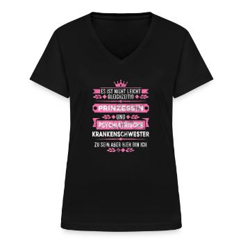 Psychiatrische Krankenschwester Psychiatrie - Frauen-T-Shirt mit V-Ausschnitt - Schwarz - Vorne - Lela (165cm)