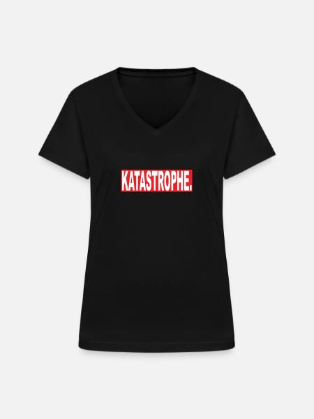 Katastrophe - Frauen-T-Shirt mit V-Ausschnitt - Schwarz