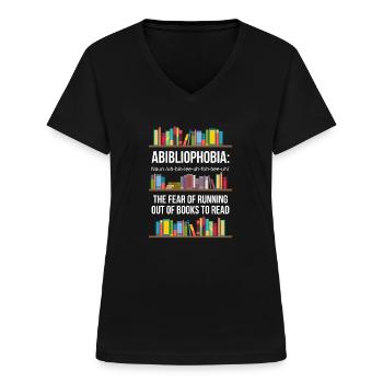 Lesen Leser Bücher Buch Geschenk - Frauen-T-Shirt mit V-Ausschnitt - Schwarz - Vorne - Lela (165cm)