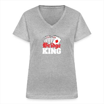 Bridge King - Frauen-T-Shirt mit V-Ausschnitt - Grau meliert - Vorne - Lela (165cm)