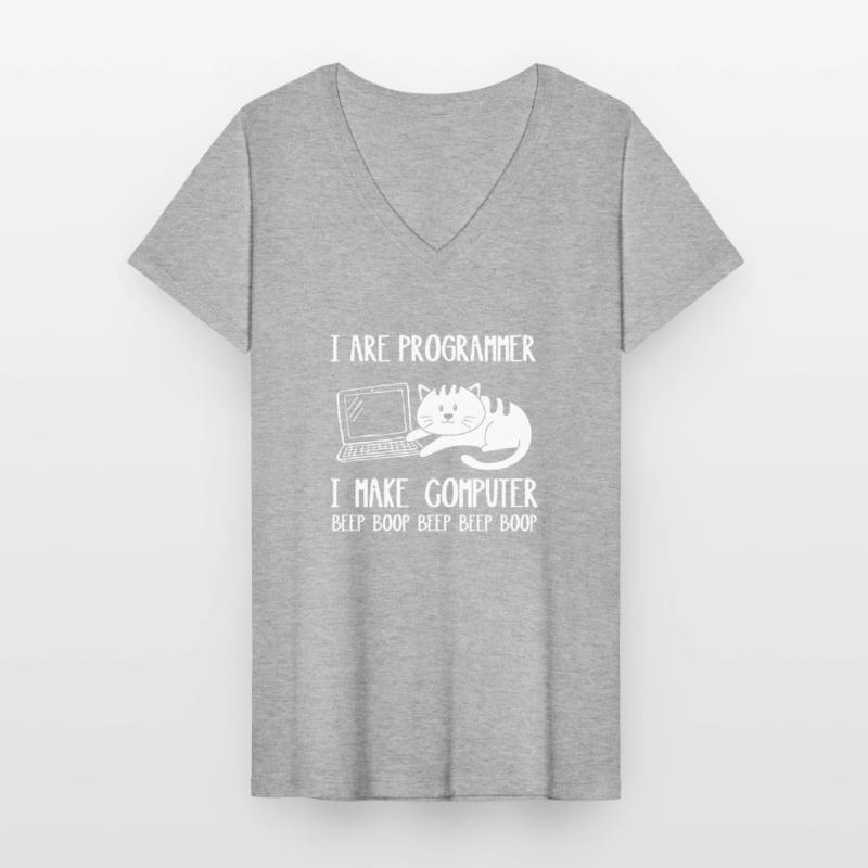 I Are Programmer Cat I Make Computer Beep Boop Women's V-neck T-shirt